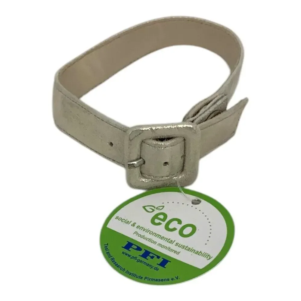 Champagne Metallic Faux Leather Adjustable Pet Collar Size Small NWT